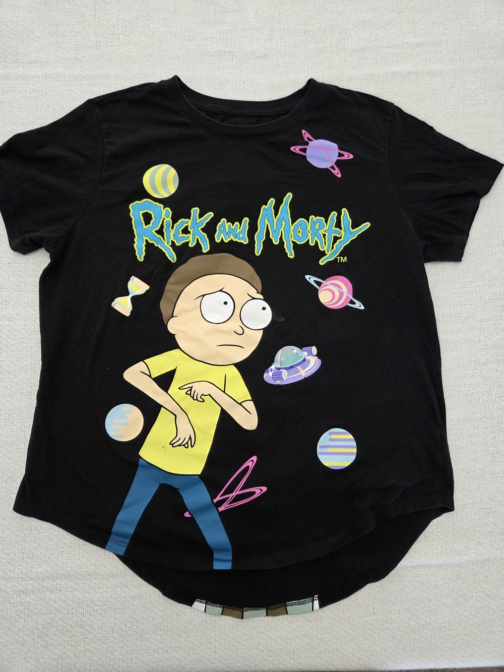 Cartoon Network Rick and Morty Black Tee with Yellow Morty Graphic